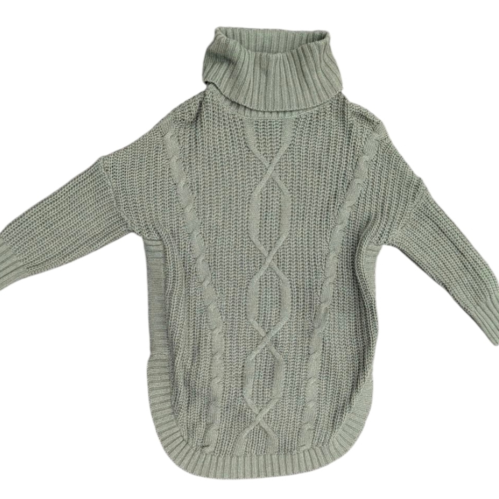 Express Sage Green Cable Knit Turtleneck Sweater‎